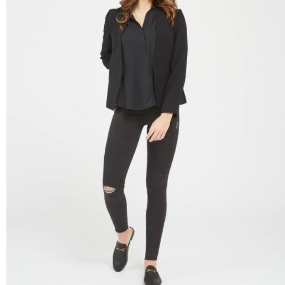 Spanx Black Vintage Distressed Ankle Skinny Jeans Size XL